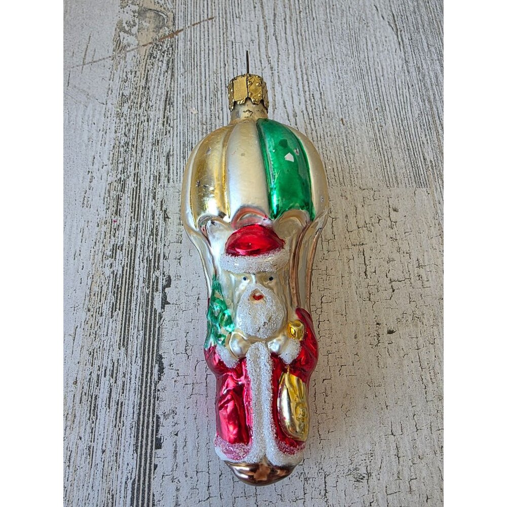 Vintage Christborn Santa parachute glass ornament Xmas tree